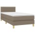 Cama box spring con colchón LED tela gris taupe 90x200