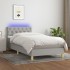 Cama box spring con colchón tela y LED gris claro 80x200