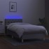 Cama box spring con colchón tela y LED gris claro 80x200