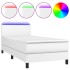 Cama box spring y colchón LED cuero sintético blanco 90x190