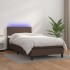 Cama box spring y colchón LED cuero sintético marrón 90x200