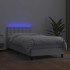 Cama box spring y colchón LED cuero sintético blanco 90x200