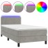 Cama box spring colchón y LED terciopelo gris claro 80x200