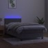 Cama box spring colchón y LED terciopelo gris claro 80x200