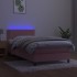 Cama box spring colchón y LED terciopelo rosa 100x200