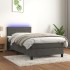 Cama box spring colchón y LED terciopelo gris oscuro 90x190