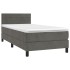 Cama box spring colchón y LED terciopelo gris oscuro 90x190