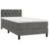 Cama box spring colchón y LED terciopelo gris oscuro 80x200