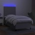 Cama box spring colchón y luces LED tela gris claro 90x190