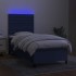 Cama box spring colchón y luces LED tela azul 90x200