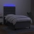 Cama box spring colchón y luces LED tela gris oscuro 80x200