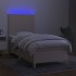 Cama box spring colchón y luces LED tela crema 90x200