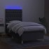 Cama box spring colchón y luces LED tela gris oscuro 90x200