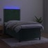 Cama box spring colchón y LED terciopelo verde oscuro 90x190