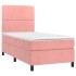 Cama box spring colchón y LED terciopelo rosa 100x200