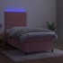 Cama box spring colchón y LED terciopelo rosa 100x200