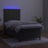 Cama box spring colchón y LED terciopelo gris oscuro 80x200