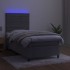 Cama box spring colchón y LED terciopelo gris claro 90x190