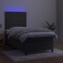 Cama box spring colchón y LED terciopelo gris oscuro 90x200