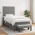 Cama box spring con colchón tela gris oscuro 90x200