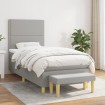 Cama box spring con colchón tela gris claro 90x190 cm