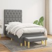 Cama box spring con colchón tela gris oscuro 80x200 cm