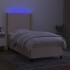 Cama box spring colchón y luces LED tela crema 100x200