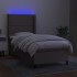 Cama box spring colchón y luces LED tela gris taupe 90x200