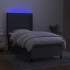 Cama box spring colchón y luces LED tela gris oscuro 90x200