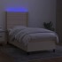 Cama box spring colchón y luces LED tela crema 90x200