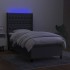 Cama box spring colchón y luces LED tela gris oscuro 80x200