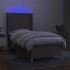 Cama box spring colchón y luces LED tela gris taupe 90x200