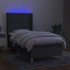 Cama box spring colchón y luces LED tela gris oscuro 90x200