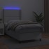 Cama box spring y colchón LED cuero sintético blanco 80x200