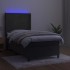 Cama box spring colchón y LED terciopelo gris oscuro 90x200