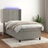 Cama box spring colchón y LED terciopelo gris claro 90x190