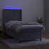 Cama box spring colchón y LED terciopelo gris claro 90x190