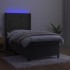 Cama box spring colchón y LED terciopelo gris oscuro 90x190