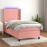 Cama box spring colchón y LED terciopelo rosa 90x200