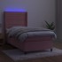 Cama box spring colchón y LED terciopelo rosa 90x200