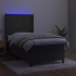 Cama box spring colchón y LED terciopelo gris oscuro 80x200