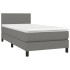 Cama box spring con colchón tela gris oscuro 90x190