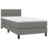 Cama box spring con colchón tela gris oscuro 80x200