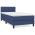 Cama box spring con colchón tela azul 90x200