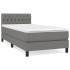 Cama box spring con colchón tela gris oscuro 90x200