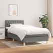 Cama box spring con colchón tela gris oscuro 80x200 cm