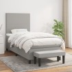 Cama box spring con colchón tela gris claro 80x200 cm