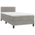 Cama box spring con colchón terciopelo gris claro 90x190