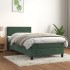 Cama box spring con colchón terciopelo verde oscuro 90x190