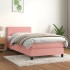 Cama box spring con colchón terciopelo rosa 90x200